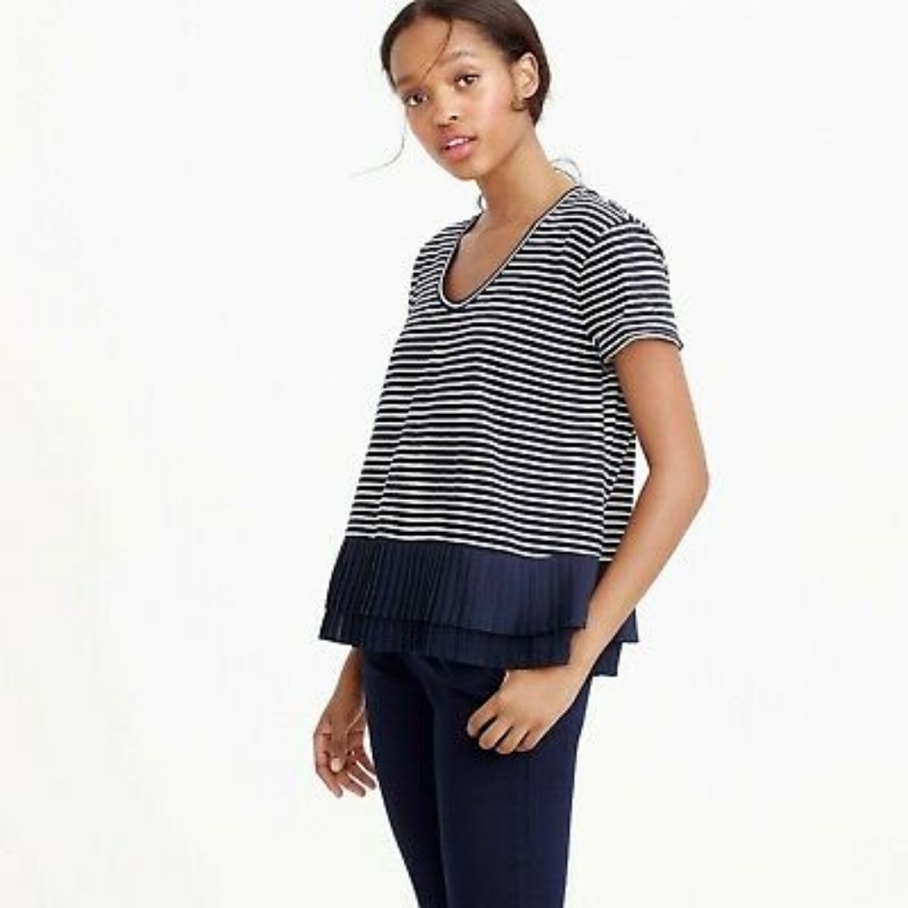 J. Crew stripe tee with pleated hem